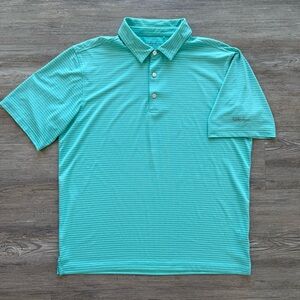 Walter Hagen Mens Shirt Polo Size M Blue-Green Striped Short Sleeve Golf Outdoor